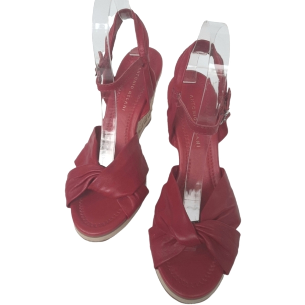 ANTONIO MELANI Dream Leather Wedge Espadrille Sandals